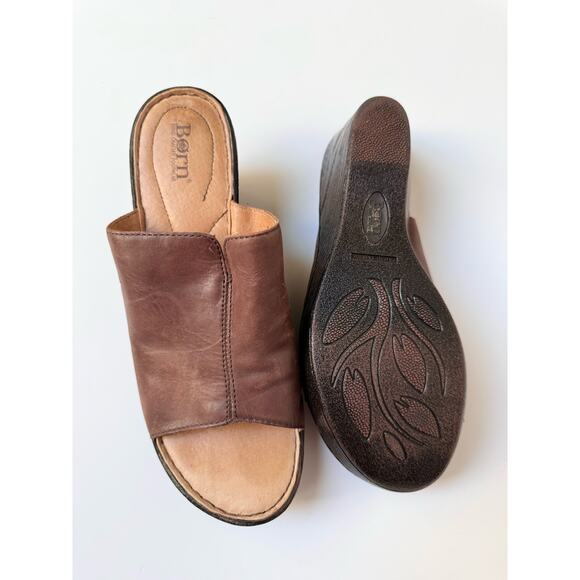 Born Hand Crafted Footwear Partial Leather Mini Wedges Women's 8M - Picture 7 of 10